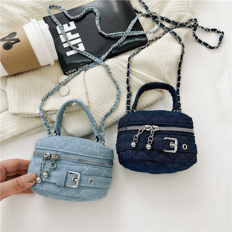 Children's Bags Women's 2025 Early Autumn New Mini Lipstick Accessory Bag Parent-Child Crossbody Bag Small Fragrance Denim Chain Bag