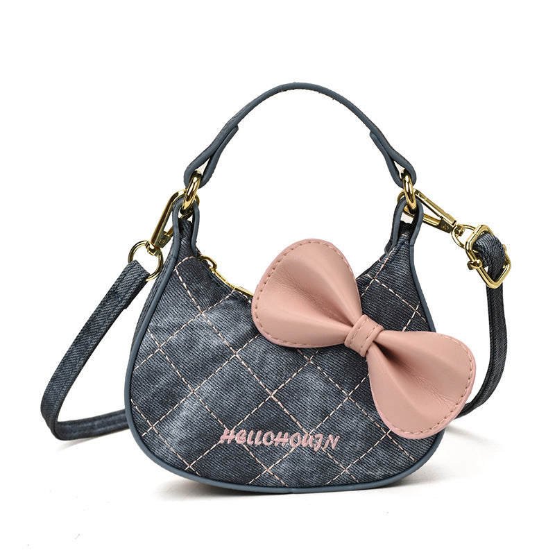 Autumn and Winter New Style Girls' Small Fragrant Cat Bow Handbag Fashionable Family Mini Crossbody Shoulder Bag