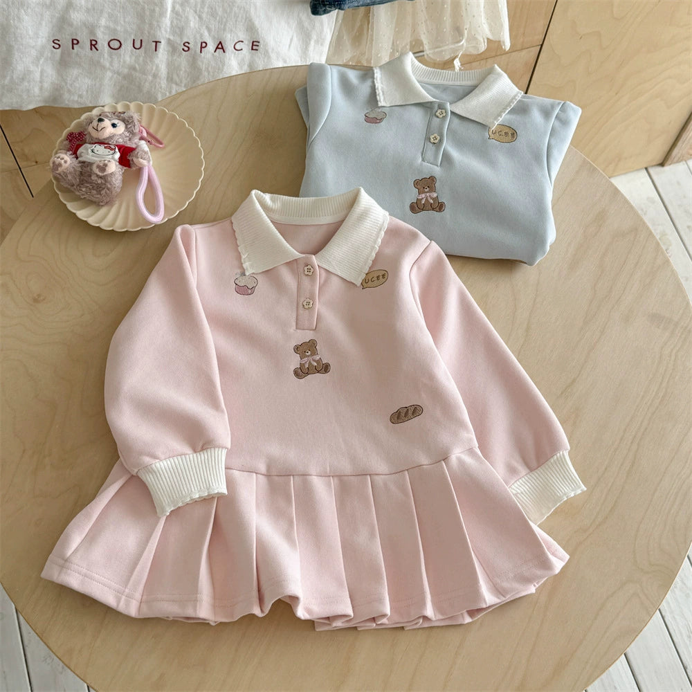 Ningli Girls' Dress Autumn New Stylish Baby Girl Princess Dress Preppy Style Kidsren's Polo Dress Spring and Autum