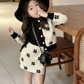 Girls' Floral Cardigan & Skirt Set – Ivory White