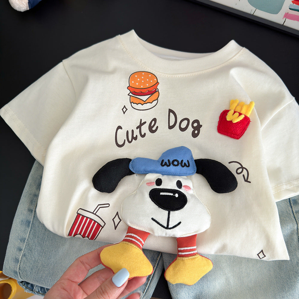 Kids' Short-Sleeve T-Shirt - Boys & Girls Summer Lightweight Cute 3D Doll Graphic Cotton Crew Neck Top