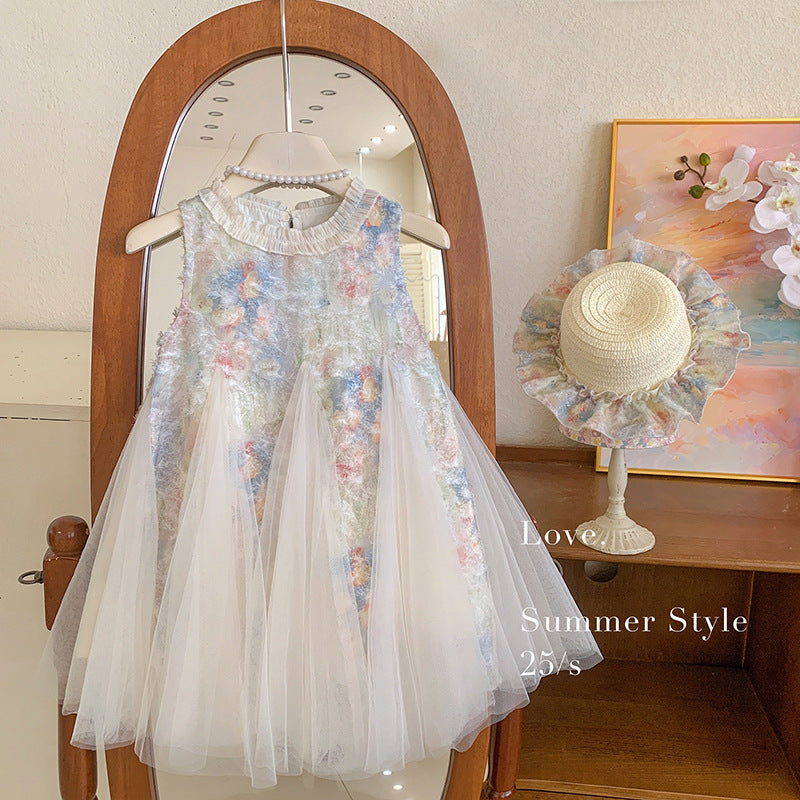 Girls' Dress Summer 2026 New Style Children's Fashionable Mesh Princess Dress Baby Girl Summer Dress
