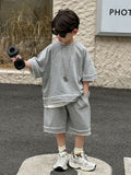 Boys' Grey Short-Sleeve Top & Shorts Set