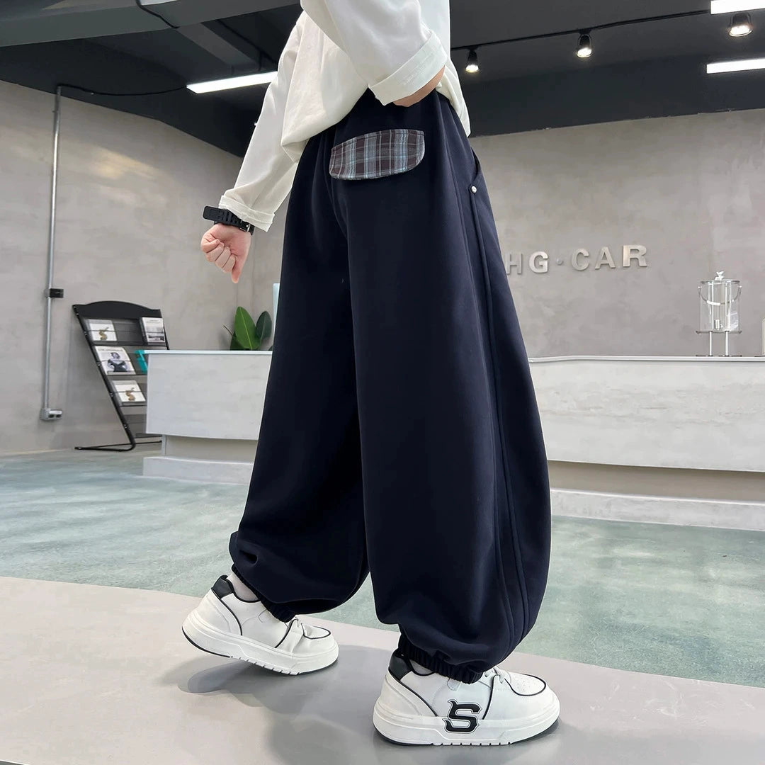 Spring and Autumn New Stylish Straight-Leg Pants for Boys and Girls, Loose and Versatile Korean-Style Casual Long Pants for Older Children