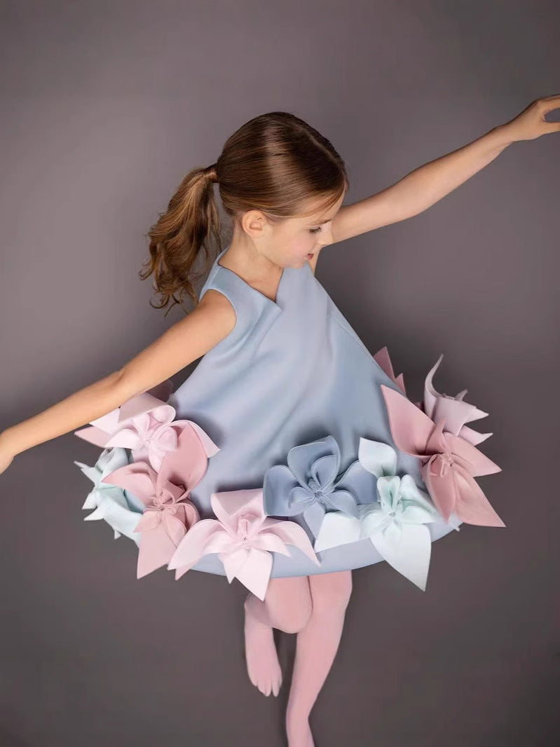 Children's European and American Sleeveless Dress dress Girl Fashion Stylish Birthday Banquet Wedding Stage Show Princess Dress