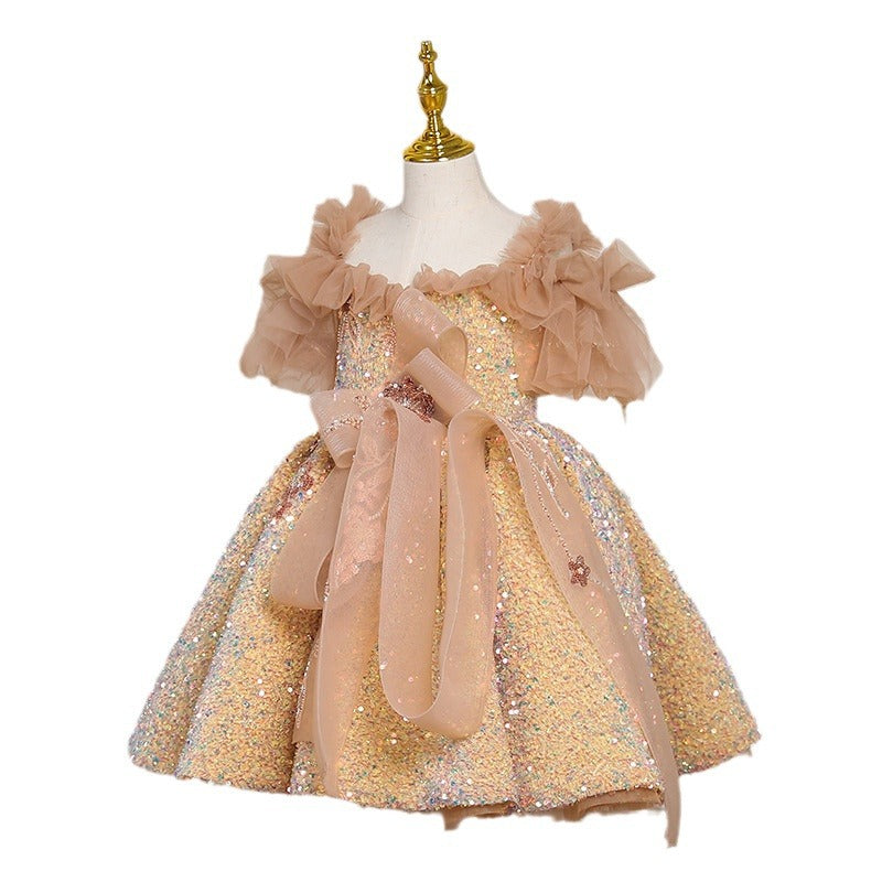 Children's Dress, Banquet Princess Dress, Girl's Catwalk Model, Stylish High-End Wedding Flower Girl Host Performance Costume