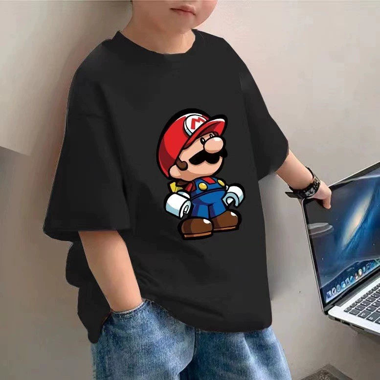 100 Cotton Children's Wear Boys T-shirt Summer New Children's Half-sleeve Cartoon Top Loose Mid-large Children's Short-sleeve T-shirt
