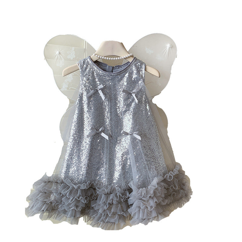 Disney-Inspired Enchanted Butterfly Sequin Mesh Fairy Princess Dress for Girls