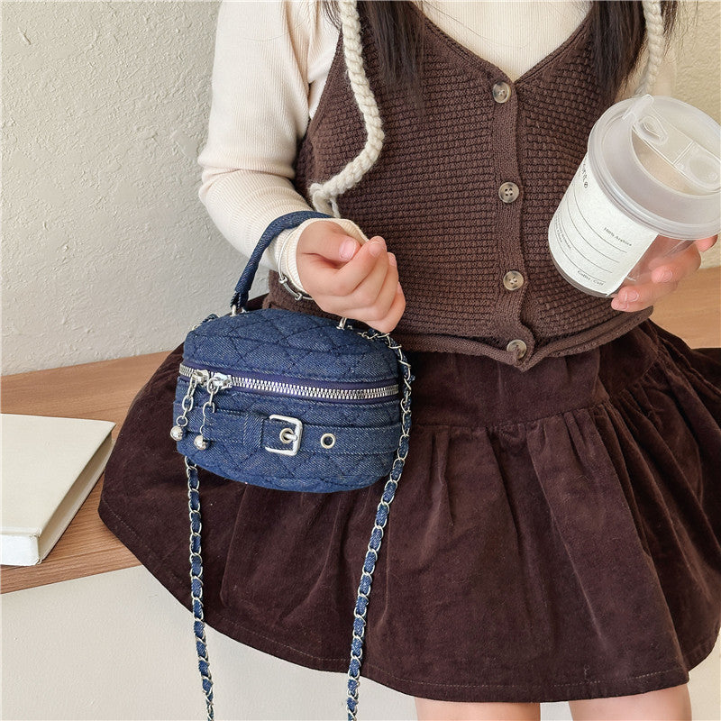 Children's Bags Women's 2025 Early Autumn New Mini Lipstick Accessory Bag Parent-Child Crossbody Bag Small Fragrance Denim Chain Bag