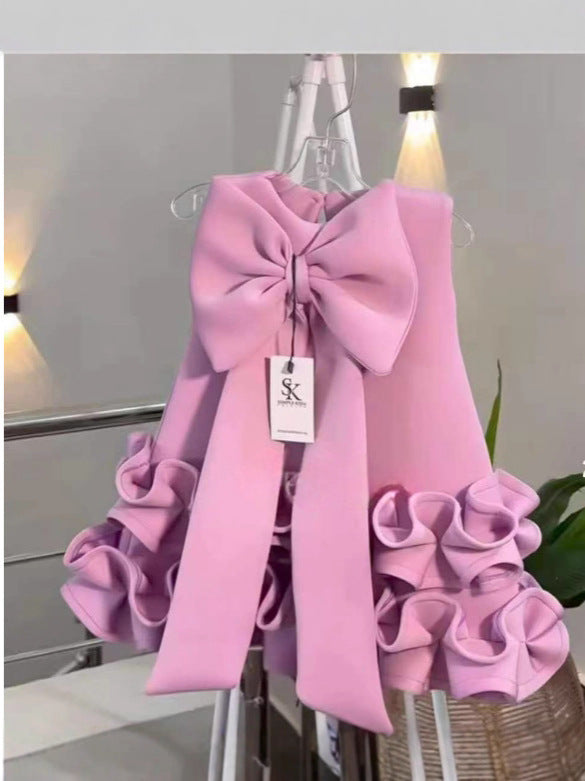 Enchanted Disney-Inspired Princess Birthday Dress for Girls - Elegant Bow Detail