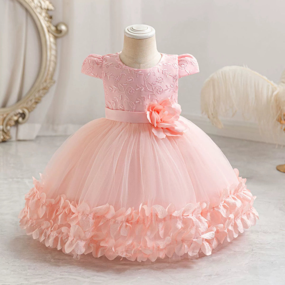 New cross-border children's performance dress lace princess dress festival unkempt dress gauze skirt one-year-old dress dress performance dress
