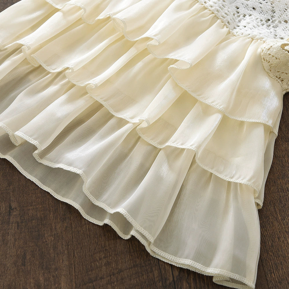 Girls' Summer Outfit 2026 Children's Summer Clothing Baby Girl Lace Sleeveless Vest Wide-Leg Pants Two-Piece Set