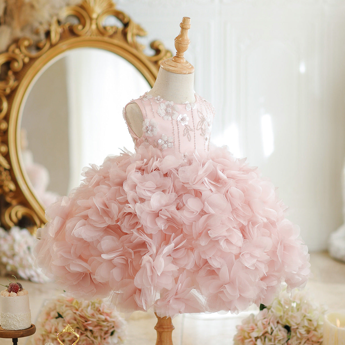 First Birthday Dress for Girls, Tutu Skirt, Unique for Parties, Hosting Performances, Stunning Children's Birthday Pink Princess Dress, Flower Girl