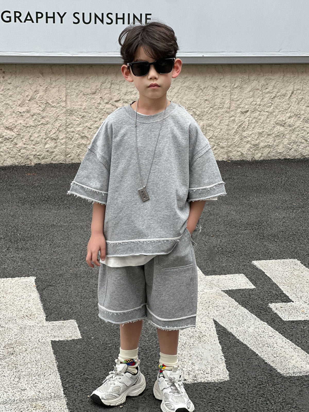 Zhilili Children's Clothing Boys' Suit 2026 Summer New Style Children's Short-Sleeve Top and Baby Boy Pants Two-Piece Set