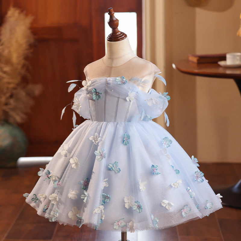 Girls' Dress Flower Girl Wedding Girl Flower Fairy Princess Dress Children's Hostess Show Piano Performance Dress