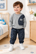 Boys’ Layered-Look Sweatshirt & Pants Set | Autumn Outfit