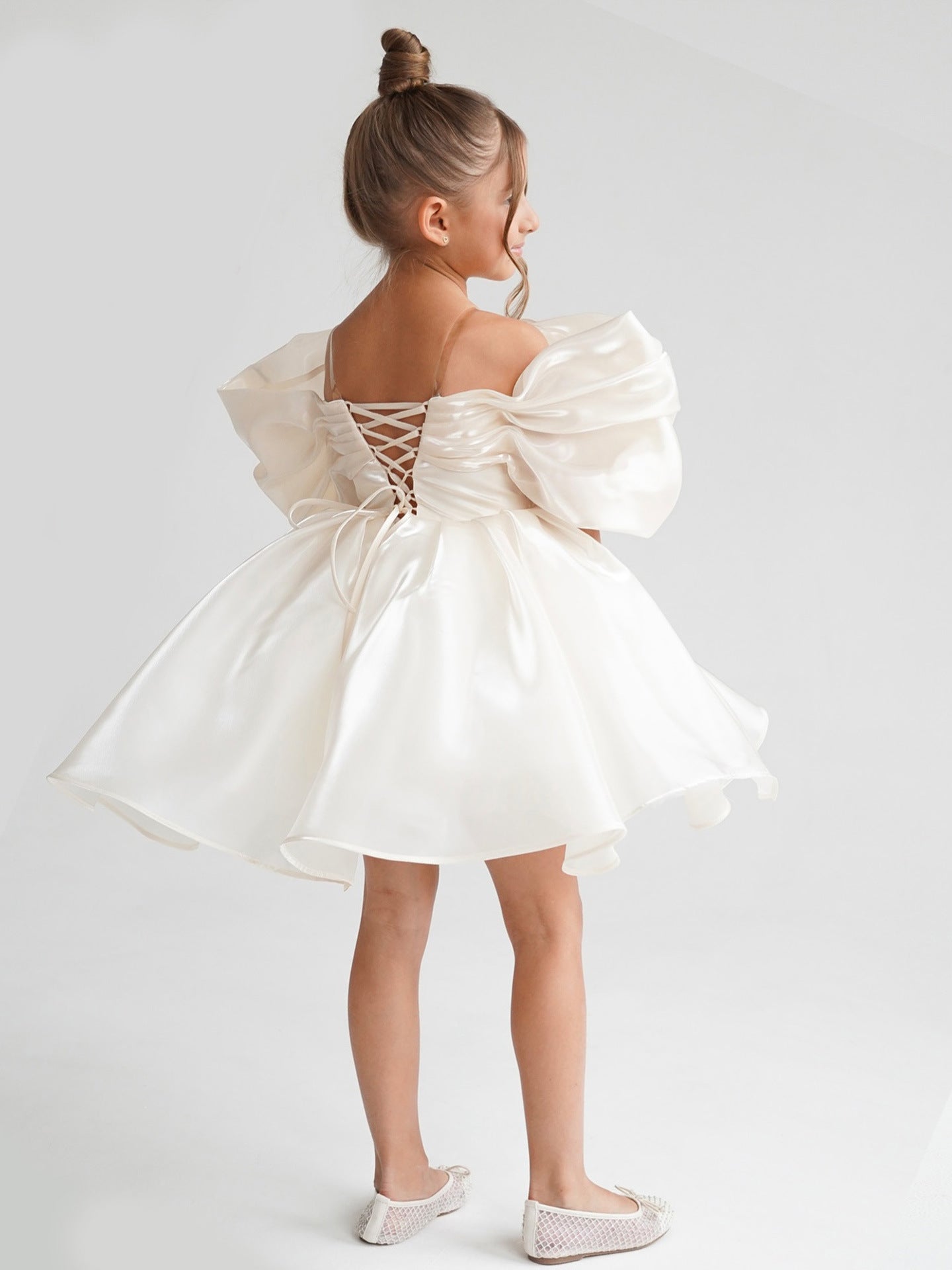 2026 New Children's Formal Dress for Toddlers, Satin Niche Puffy Princess Dress, Baby's First Birthday Piano Performance Dress for Girls