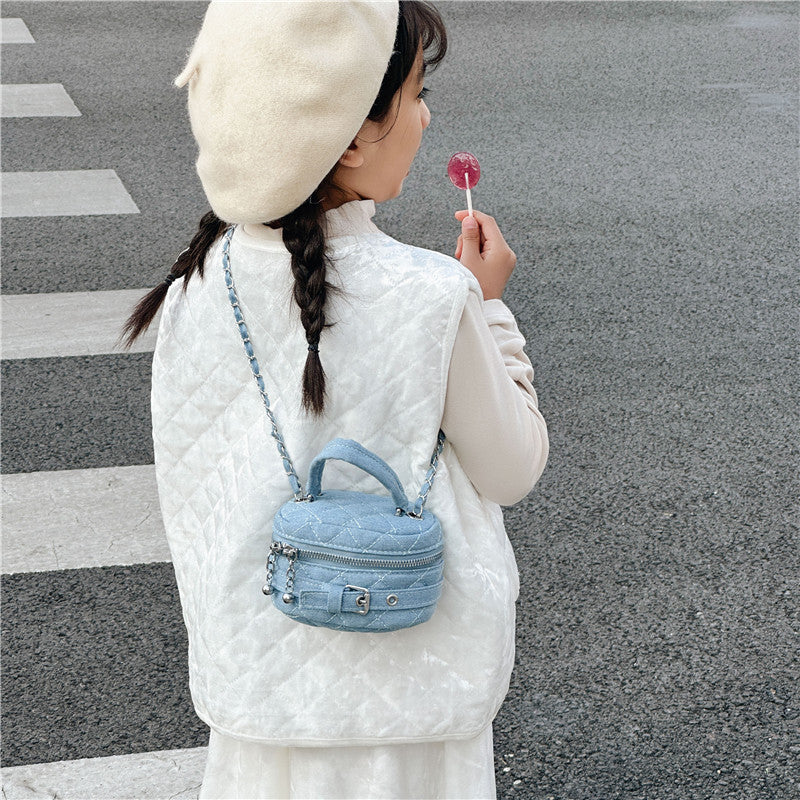 Children's Bags Women's 2025 Early Autumn New Mini Lipstick Accessory Bag Parent-Child Crossbody Bag Small Fragrance Denim Chain Bag