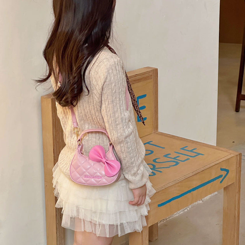 Autumn and Winter New Style Girls' Small Fragrant Cat Bow Handbag Fashionable Family Mini Crossbody Shoulder Bag