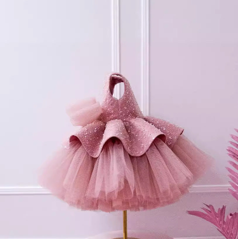 Girl's Dress Spring and Autumn Children's Piano Performance Dress Princess Dress Little Girl's Birthday Flower Girl's Wedding dress