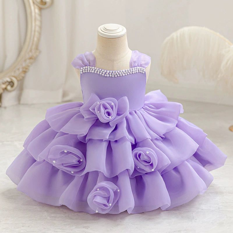 Girls' Princess Skirt Cross-border Western-style High-end Party Performance Clothing Small and Medium-sized Children's Pontoon Skirt Baby Children's Clothing Children's Dress
