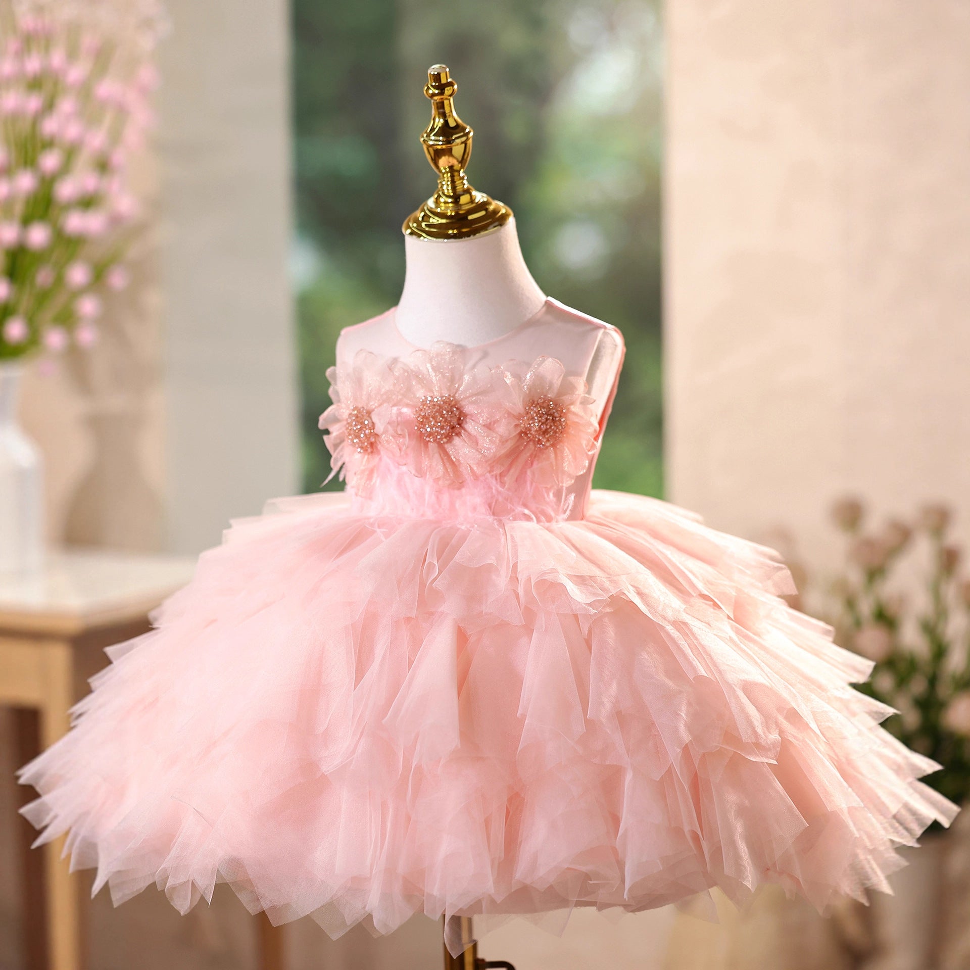 Children's Birthday First Birthday Princess Dress Light Luxury Niche 2026 New Model Host Flower Girl Girl's Piano Performance Dress