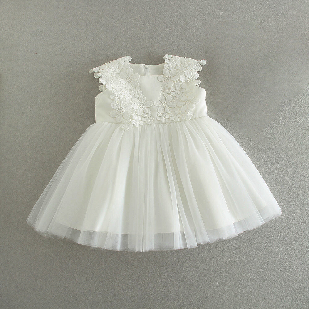 Spring and Autumn Girl Flower Girl One-Year-Old Dress Skirt Children's Birthday Full Moon Western Style Soft Gauze Princess Dress Baby Dress