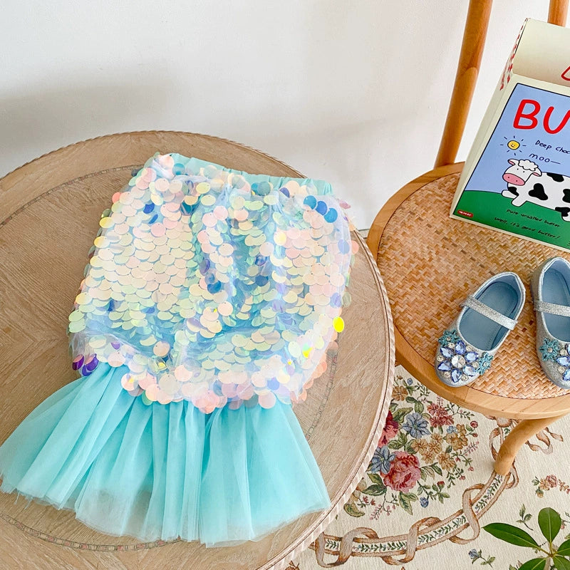 Children's Clothing Skirt Girls Baby Mermaid Princess Skirt 2026 Spring and Summer New Style Kidsren's Skirt Mesh Sequins