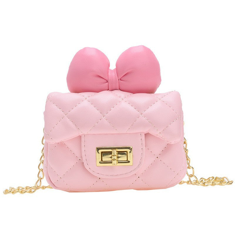 Autumn New Korean Version Mini Shoulder Bag for Children and Girls Bow Chain Crossbody Small Bag Family Bag Women's Bag