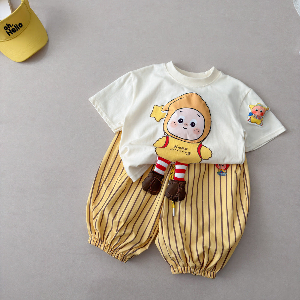 2026 Summer Children's Loose Short-Sleeve Star Print Fashionable Casual Set