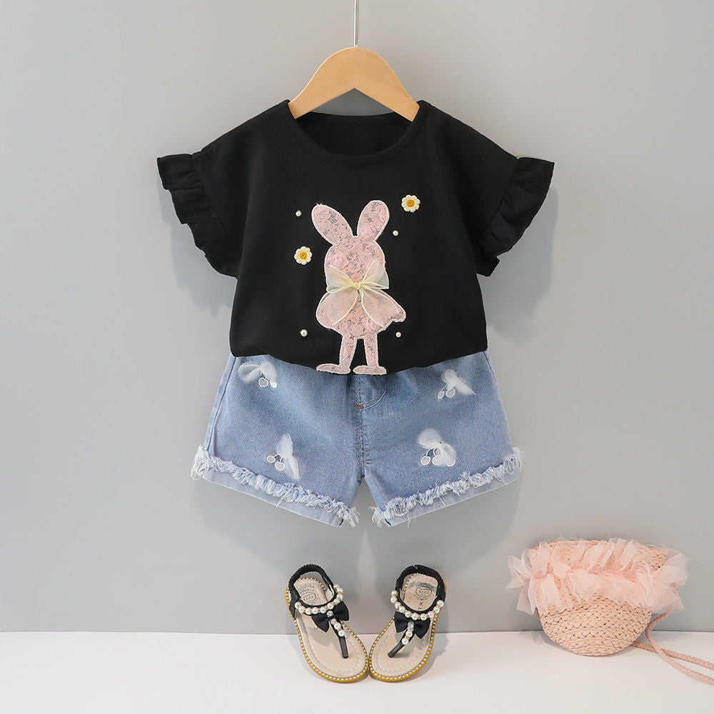 Kids' Short-Sleeved Summer Suit - New Style Girls' Summer Clothing Set - Lightweight Children's Apparel