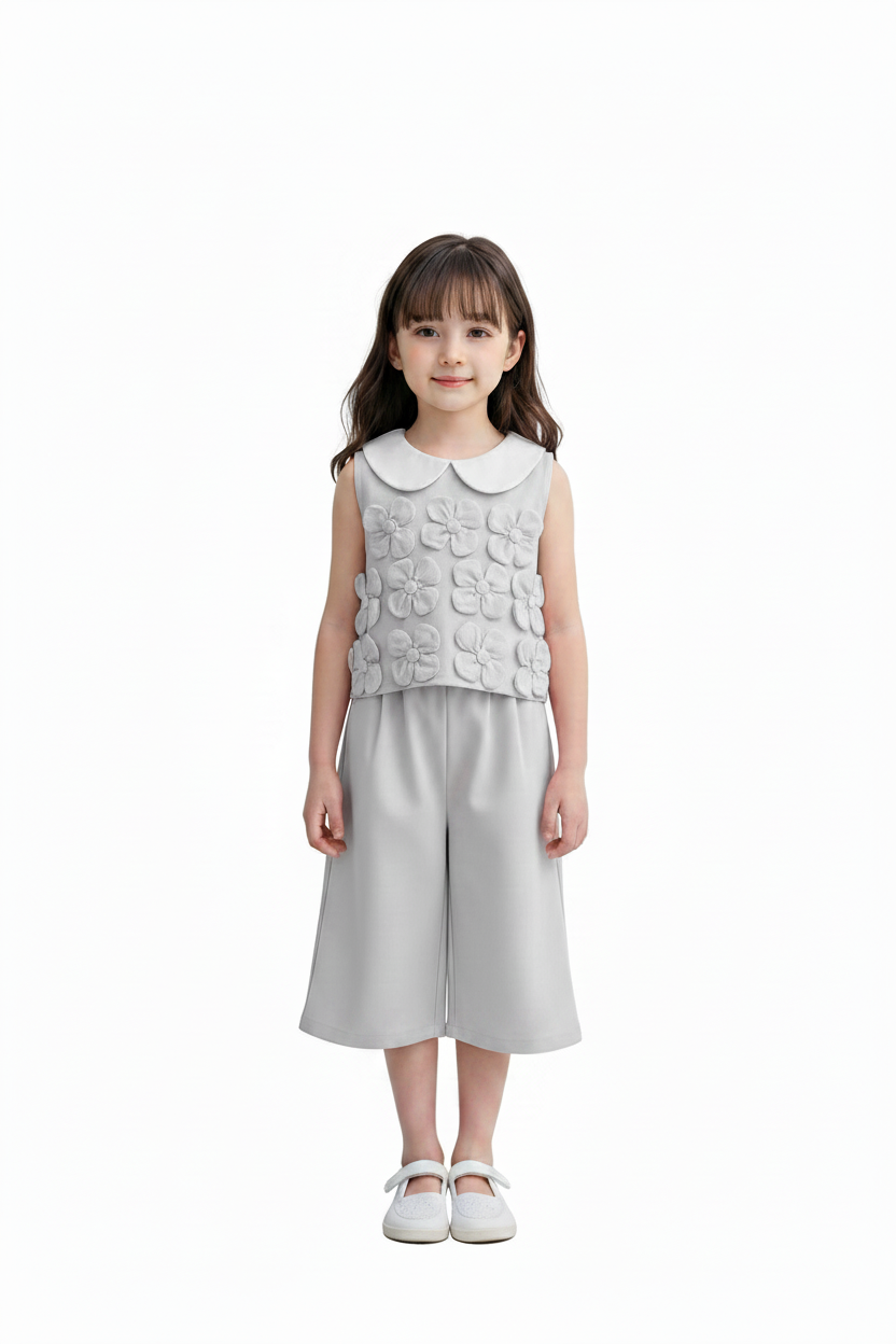 Girls' Korean Floral Two-Piece Set