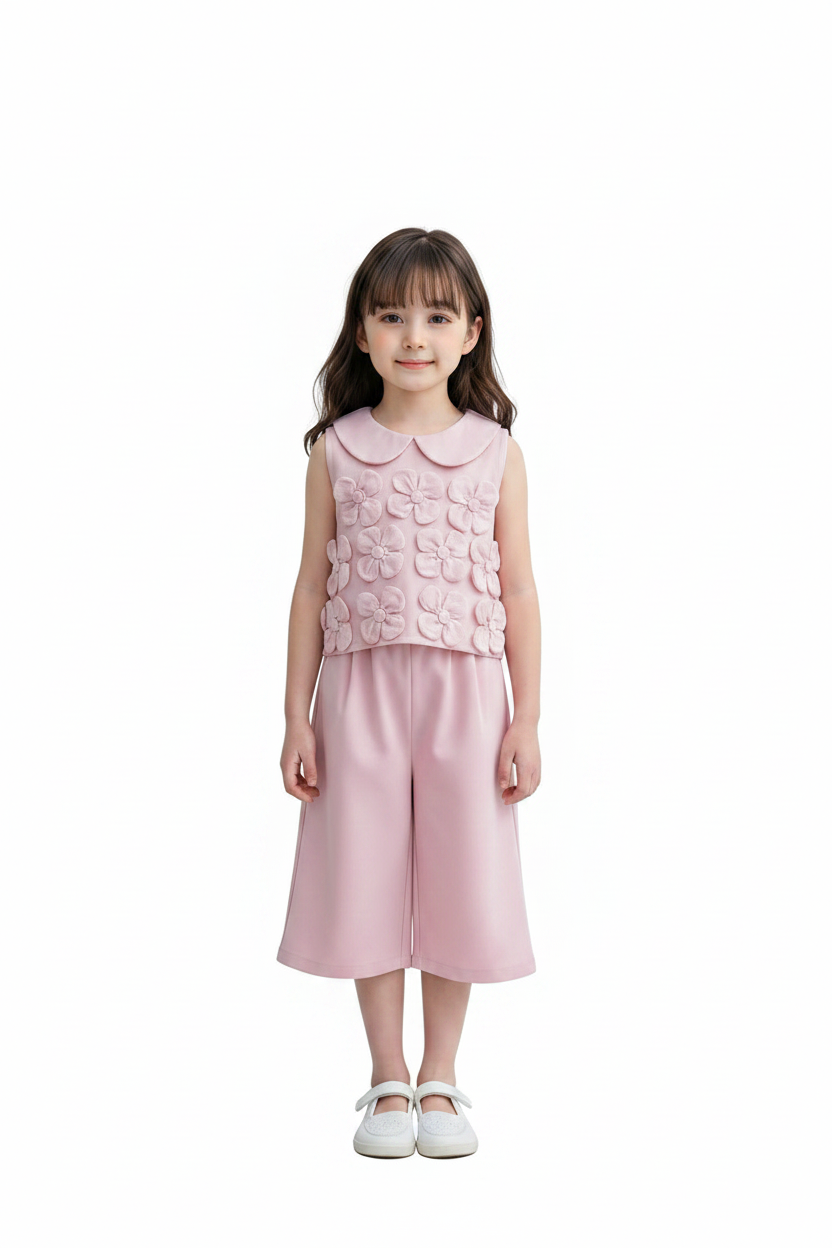 Girls' Korean Floral Two-Piece Set