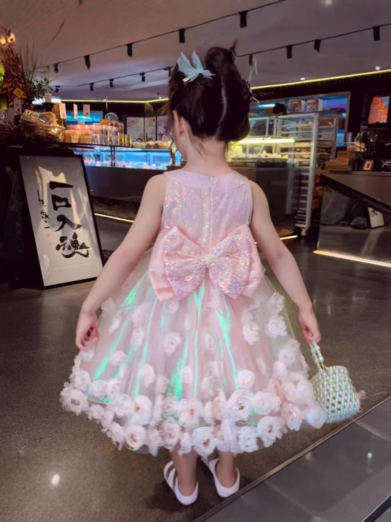 Girls Princess Dress Girls Mesh Vest Dress Summer Dress 2025 New Children's High-End Birthday Dress Dress