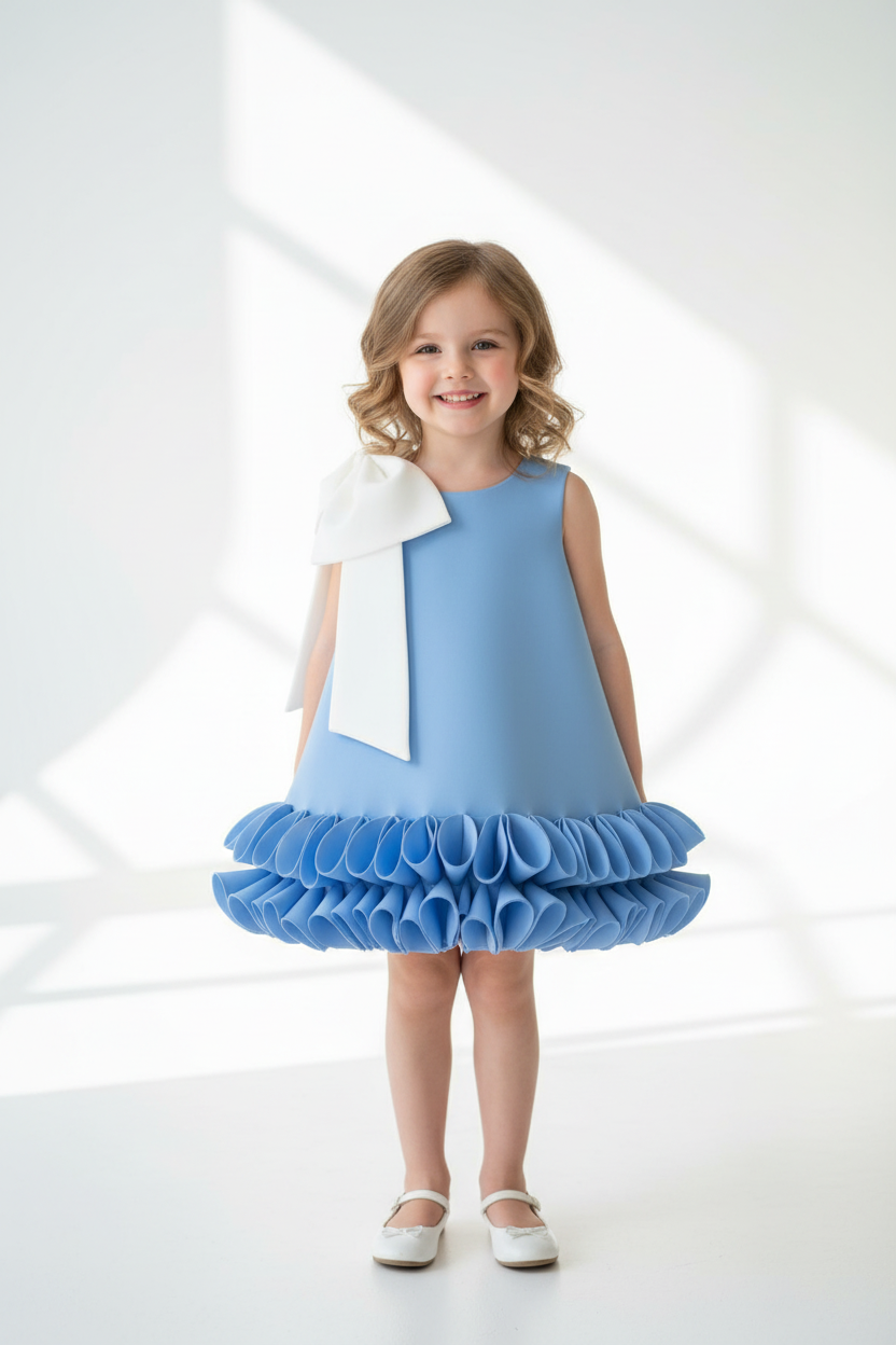 Girls' Blue Vest Princess Dress