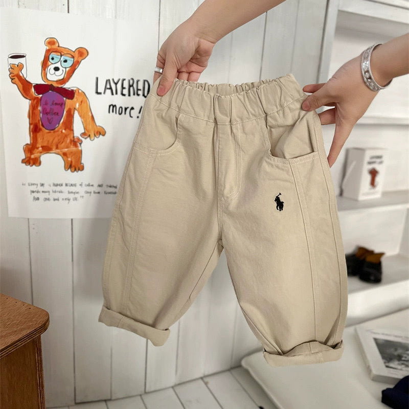 Children's Autumn Casual Pants for Boys 2026 New Style Long Pants for Toddlers Stylish Solid Color Straight Pants for Girls Pure Cotton