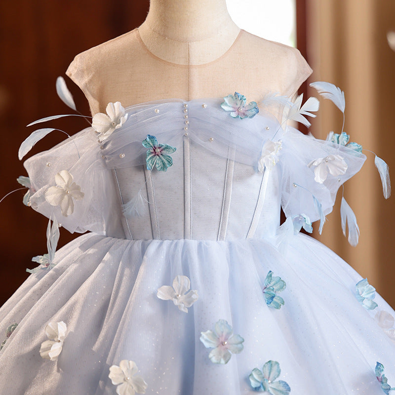 Girls' Dress Flower Girl Wedding Girl Flower Fairy Princess Dress Children's Hostess Show Piano Performance Dress