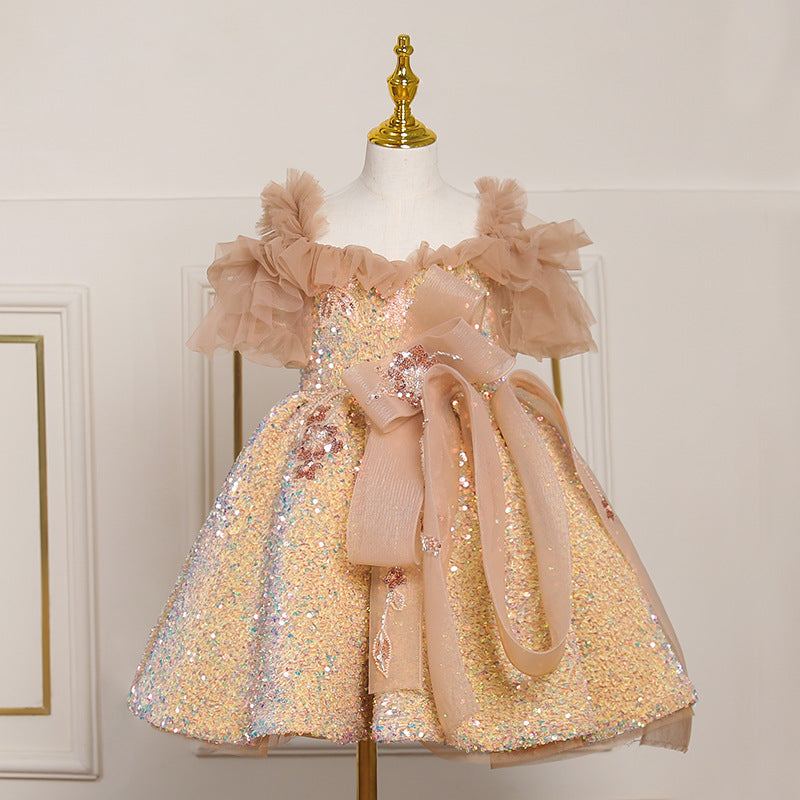 Children's Dress, Banquet Princess Dress, Girl's Catwalk Model, Stylish High-End Wedding Flower Girl Host Performance Costume