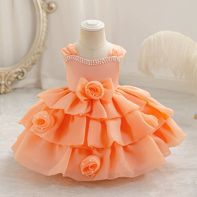 Girls' Princess Skirt Cross-border Western-style High-end Party Performance Clothing Small and Medium-sized Children's Pontoon Skirt Baby Children's Clothing Children's Dress