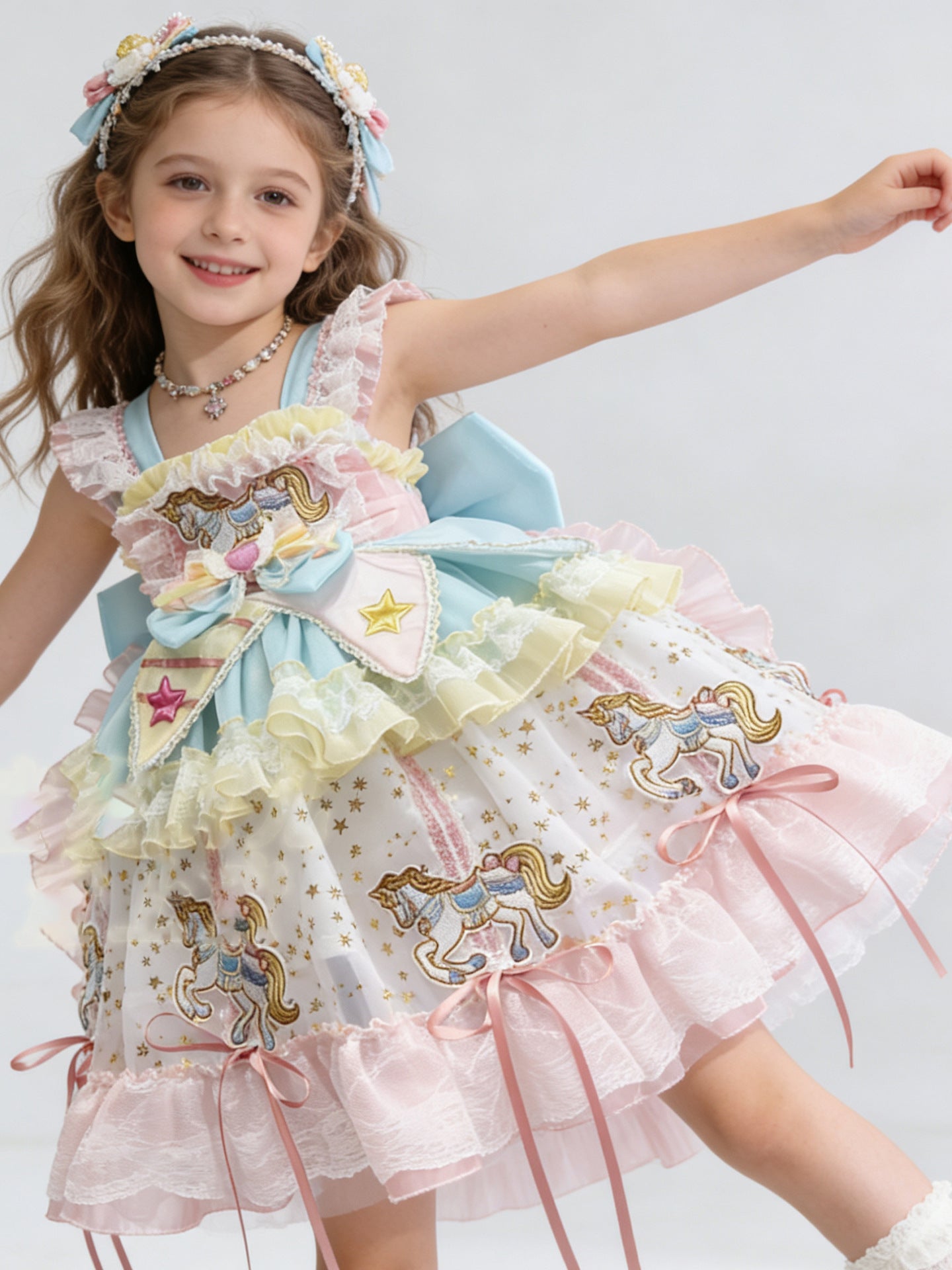 Carousel Princess Dress 2026 New Product Girls Birthday Party Flower Girl Dress Lolita Sweet Baby Puff Dress