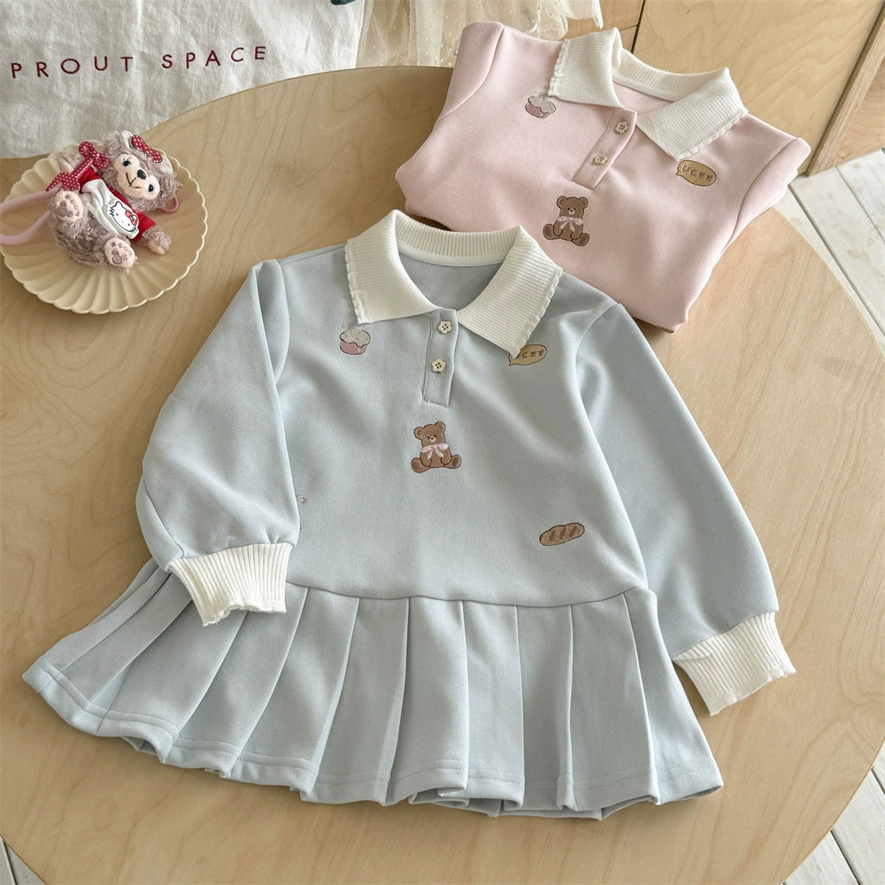 Ningli Girls' Dress Autumn New Stylish Baby Girl Princess Dress Preppy Style Kidsren's Polo Dress Spring and Autum