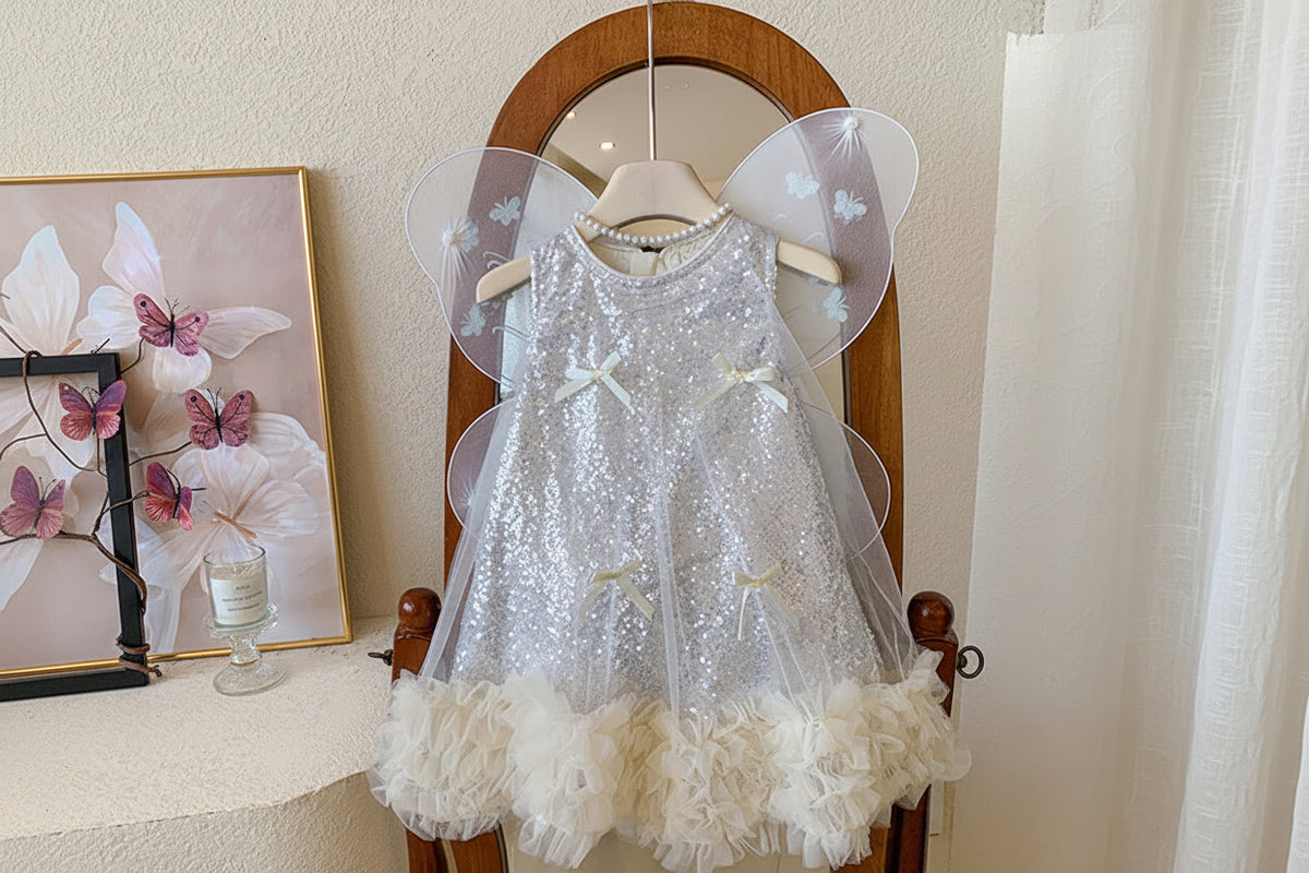 Disney-Inspired Enchanted Butterfly Sequin Mesh Fairy Princess Dress for Girls