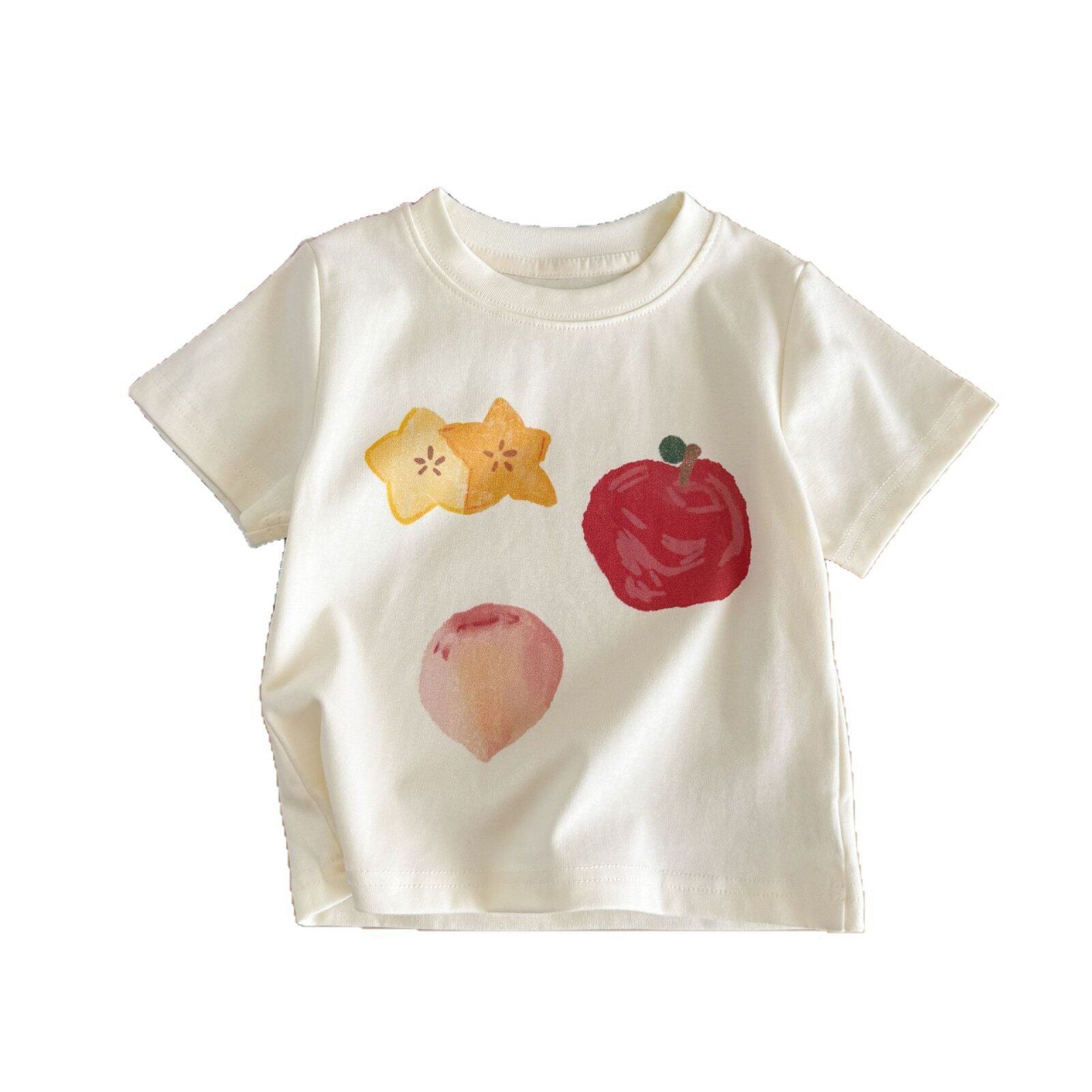 Children's 2026 Summer New Versatile Cute Stylish Crew Neck Cartoon Print Girls' Short Sleeve T-Shirt Top