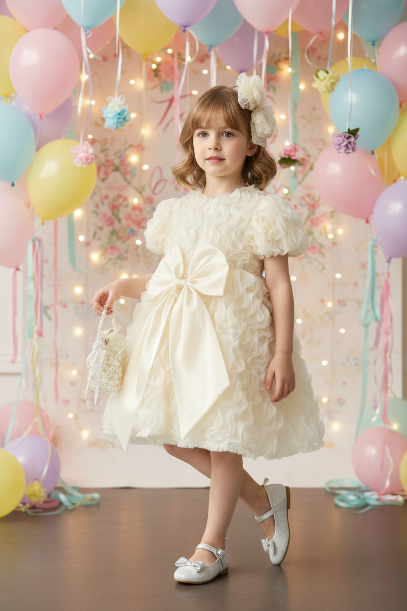 Little Girls' Puff Sleeve Princess Dresses