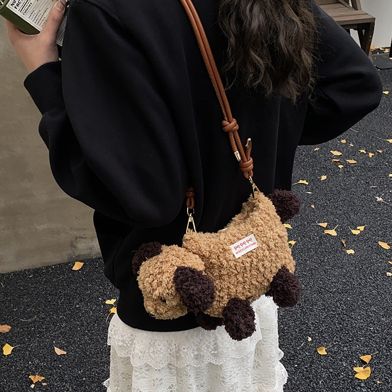 Ins Cute Kidsren's Bag Plush Puppy Crossbody Bag Girls Family Coin Crossbody Bag Princess Lipstick Bag Trendy