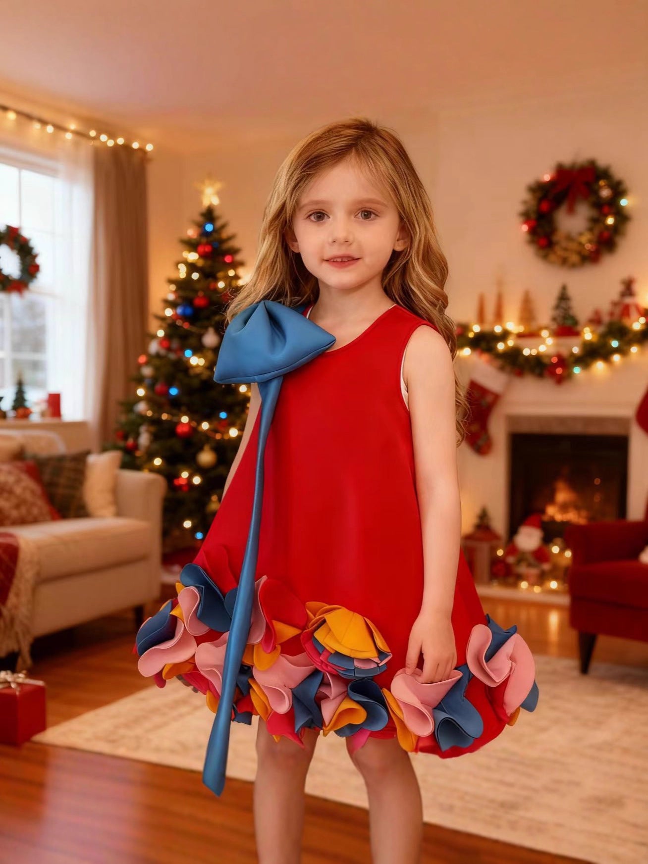 Cross-Border Children's Dress Dopamine Vest Dress Bow Spring and Summer Birthday Dress Fashionable Sweet Girl