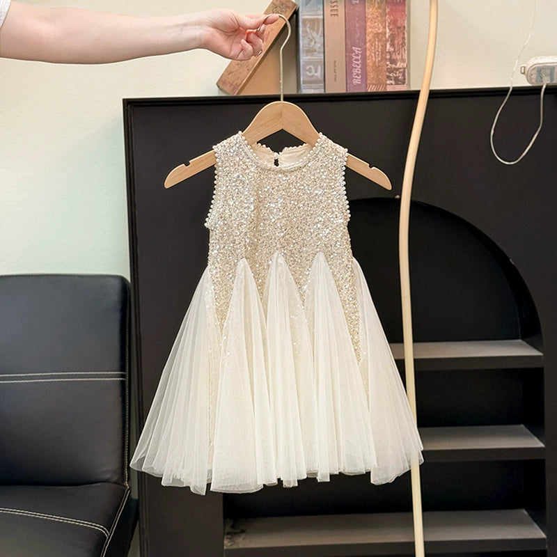 Girls' Sequined Princess Dress 2026 Summer New Style Children's Formal Dress Summer Fashionable Girl's Sleeveless Dress