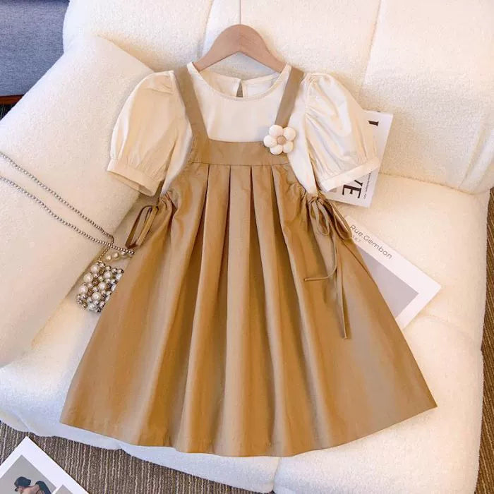 Girls' Summer Dress 2026 New Style Children's Two-Piece Stylish Suspender Skirt Set Summer Little Girl Dress