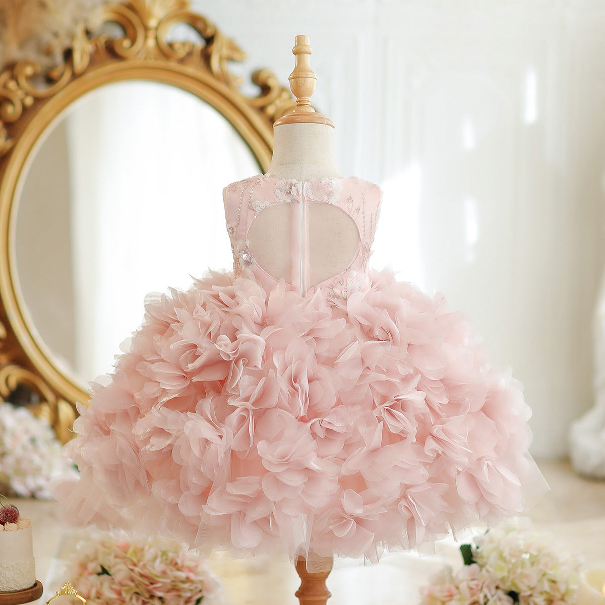 First Birthday Dress for Girls, Tutu Skirt, Unique for Parties, Hosting Performances, Stunning Children's Birthday Pink Princess Dress, Flower Girl