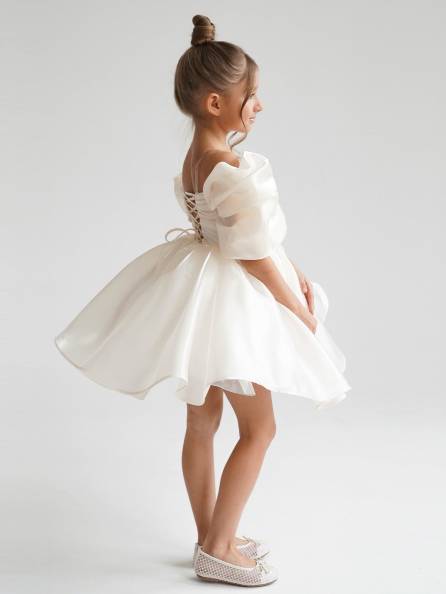 2026 New Children's Formal Dress for Toddlers, Satin Niche Puffy Princess Dress, Baby's First Birthday Piano Performance Dress for Girls